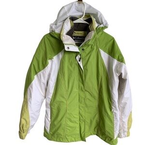 Columbia Core Interchangeable Ski Coat Women Large Green White Sportswear Jacket